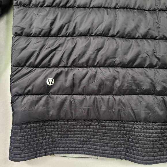 Lululemon Reversible Black Gray Puffer Quilted Jacket Zip Pockets Logo Size 6 - Picture 3 of 9